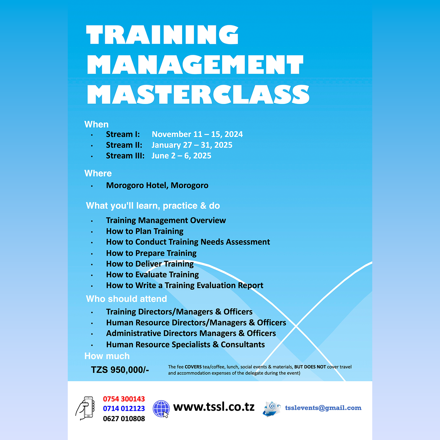 TRAINING MANAGEMENT MASTERCLASS